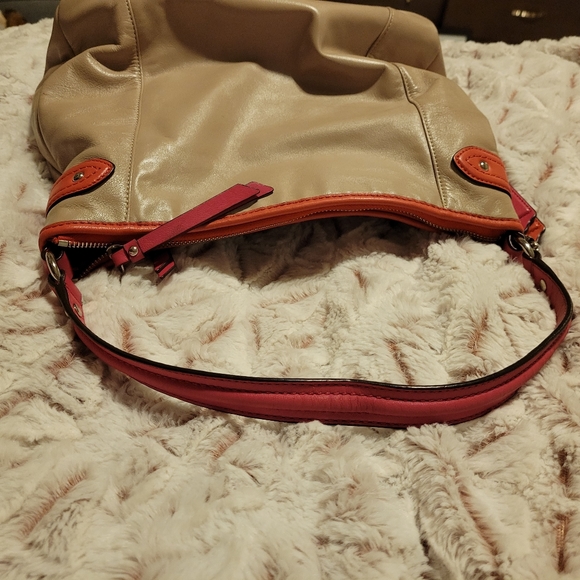Coach Daisy Spectator Boho Shoulder Bag tan coral pink free shipping! - Picture 4 of 8